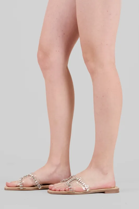 Sandalia greca transparente piedras sold by Shasa