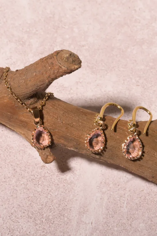 Set arracadas gota cristal collar sold by Shasa