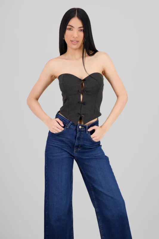 Top strapless detalle moños sold by Shasa