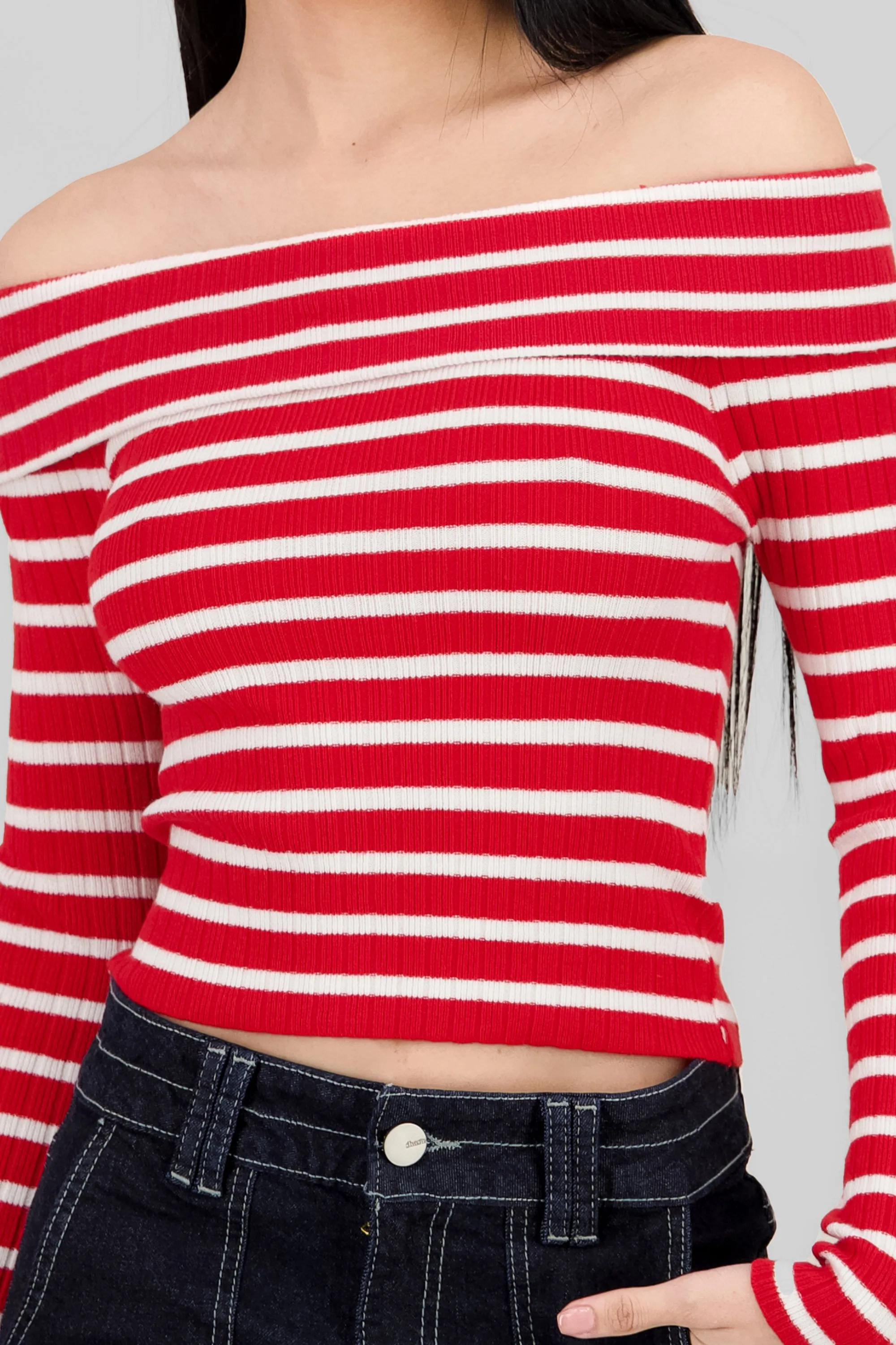 Top rayas off shoulder manga rayas sold by Shasa product image thumbnail 3