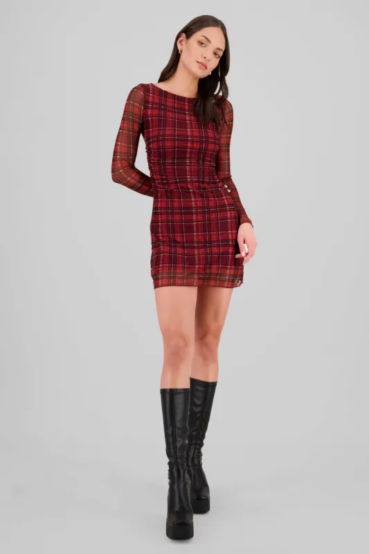 Vestido mini mesh cuadros sold by Shasa