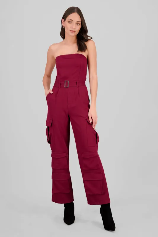 Jumpsuit strapless con bolsas cargo sold by Shasa