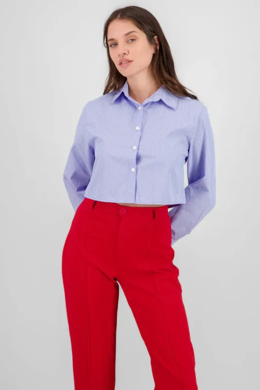 Camisa crop manga larga rayas sold by Shasa