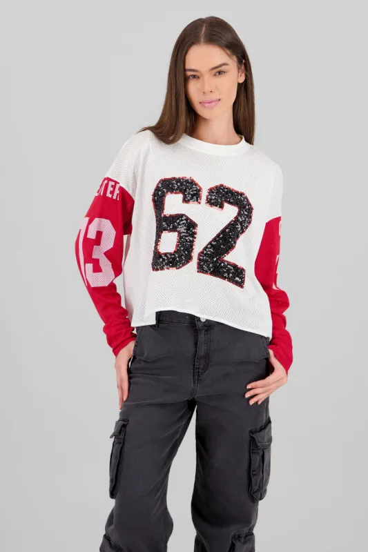 Playera deportiva con lentejuelas en los numeros sold by Shasa