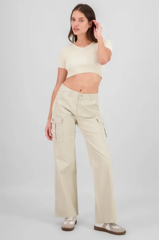 Jeans cargo wide leg bolsillos sold by Shasa