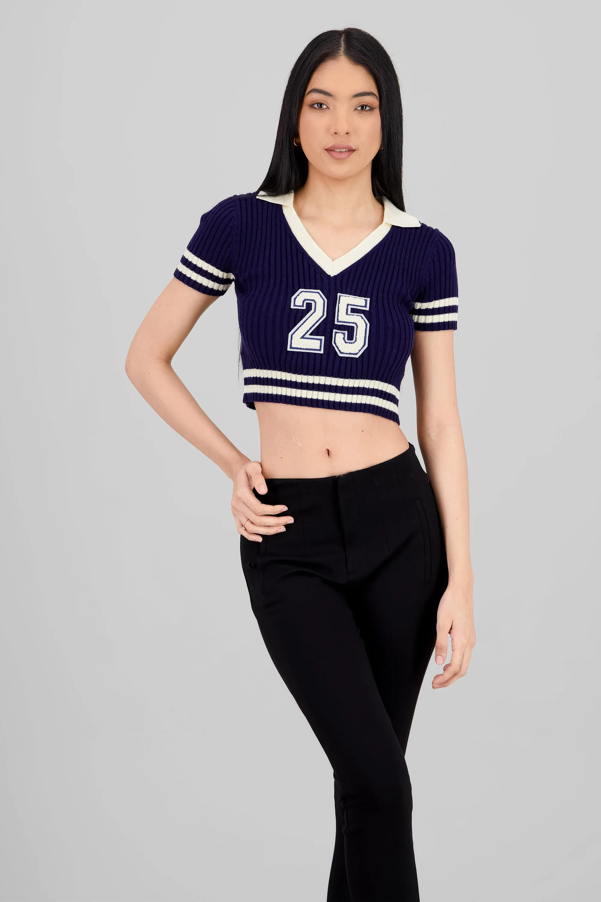 Top polo tejido rib contraste sold by Shasa product image thumbnail 2