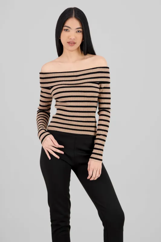 Top rayas off shoulder manga rayas sold by Shasa
