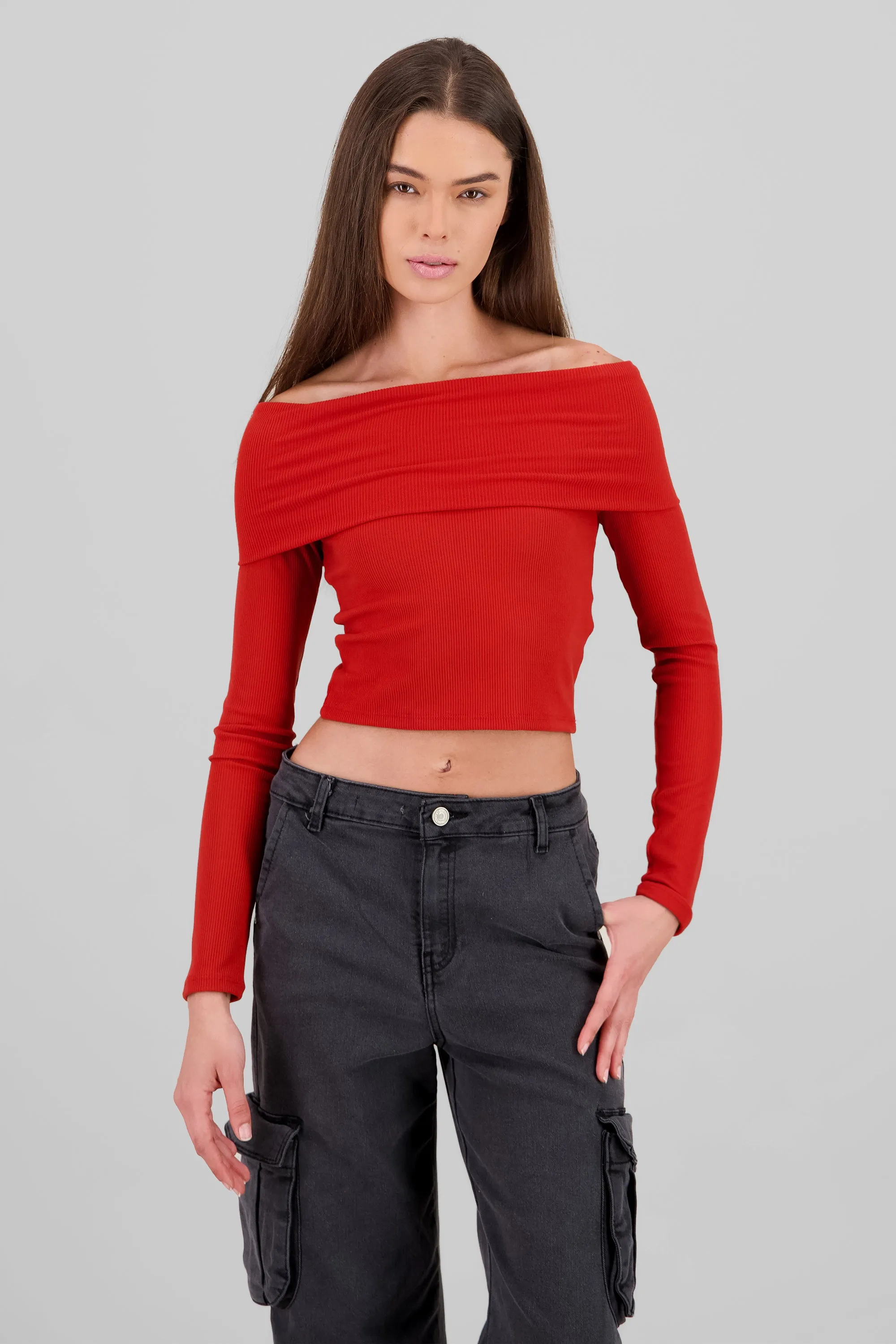 Top off shoulder manga larga rib sold by Shasa product image thumbnail 2