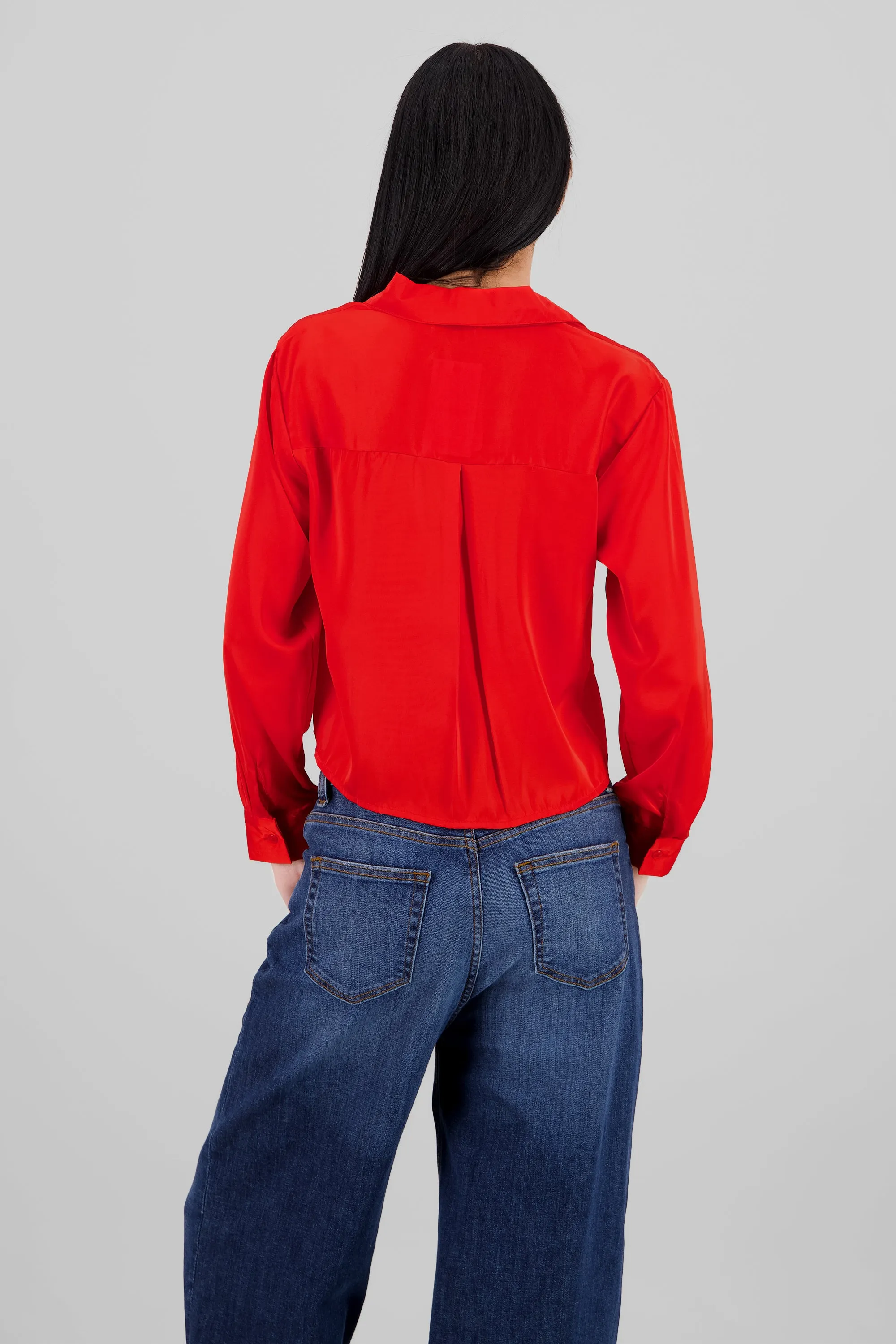 Camisa satinada lisa de manga larga sold by Shasa product image thumbnail 4