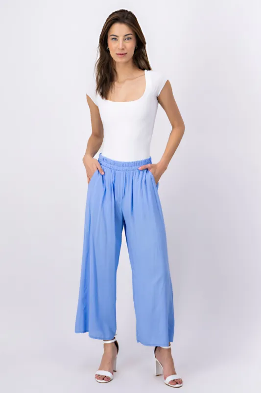 Pantalón Wide Leg Cintura Alta Fruncida sold by Shasa