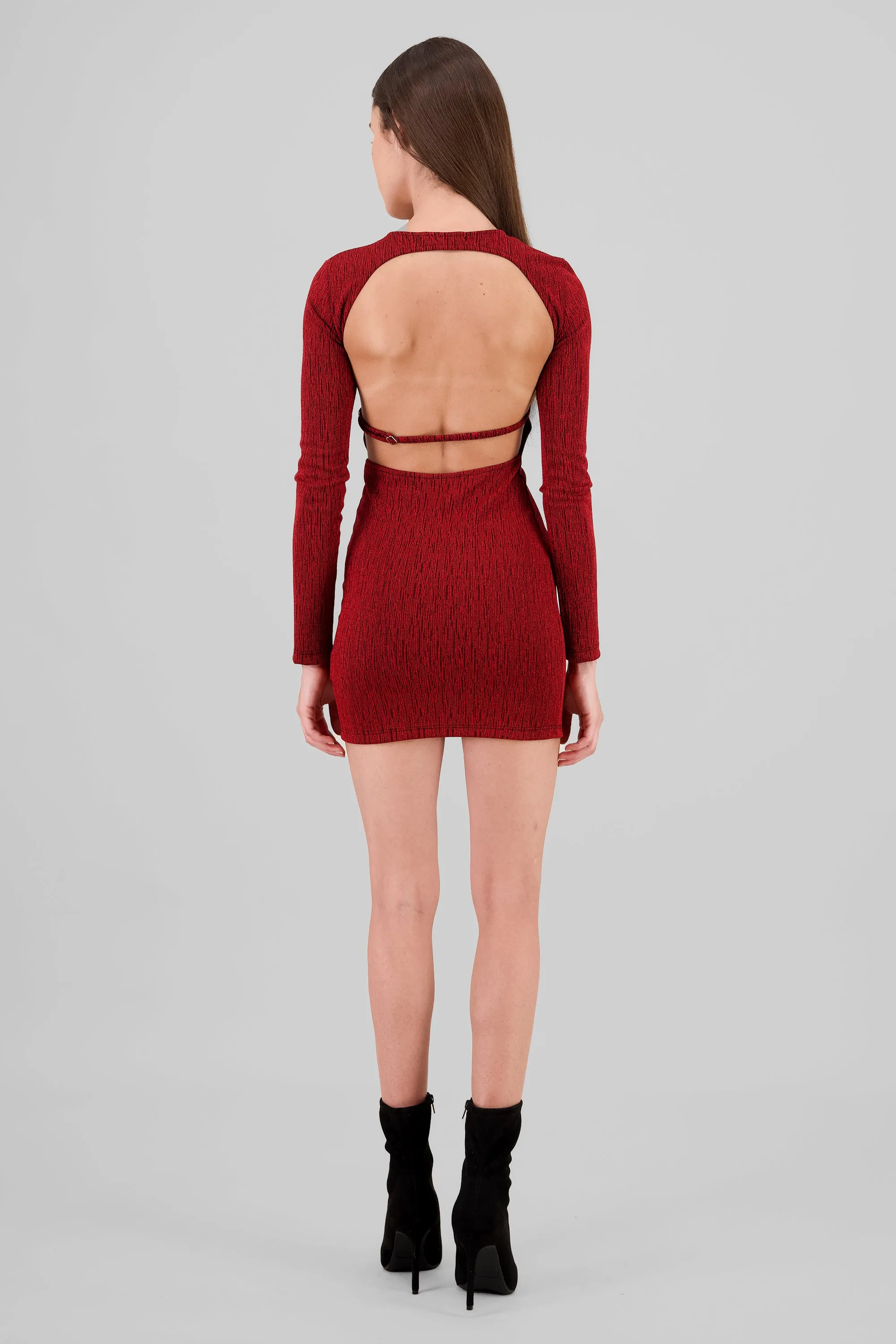 Vestido mini manga larga espalda abierta lurex sold by Shasa product image thumbnail 4