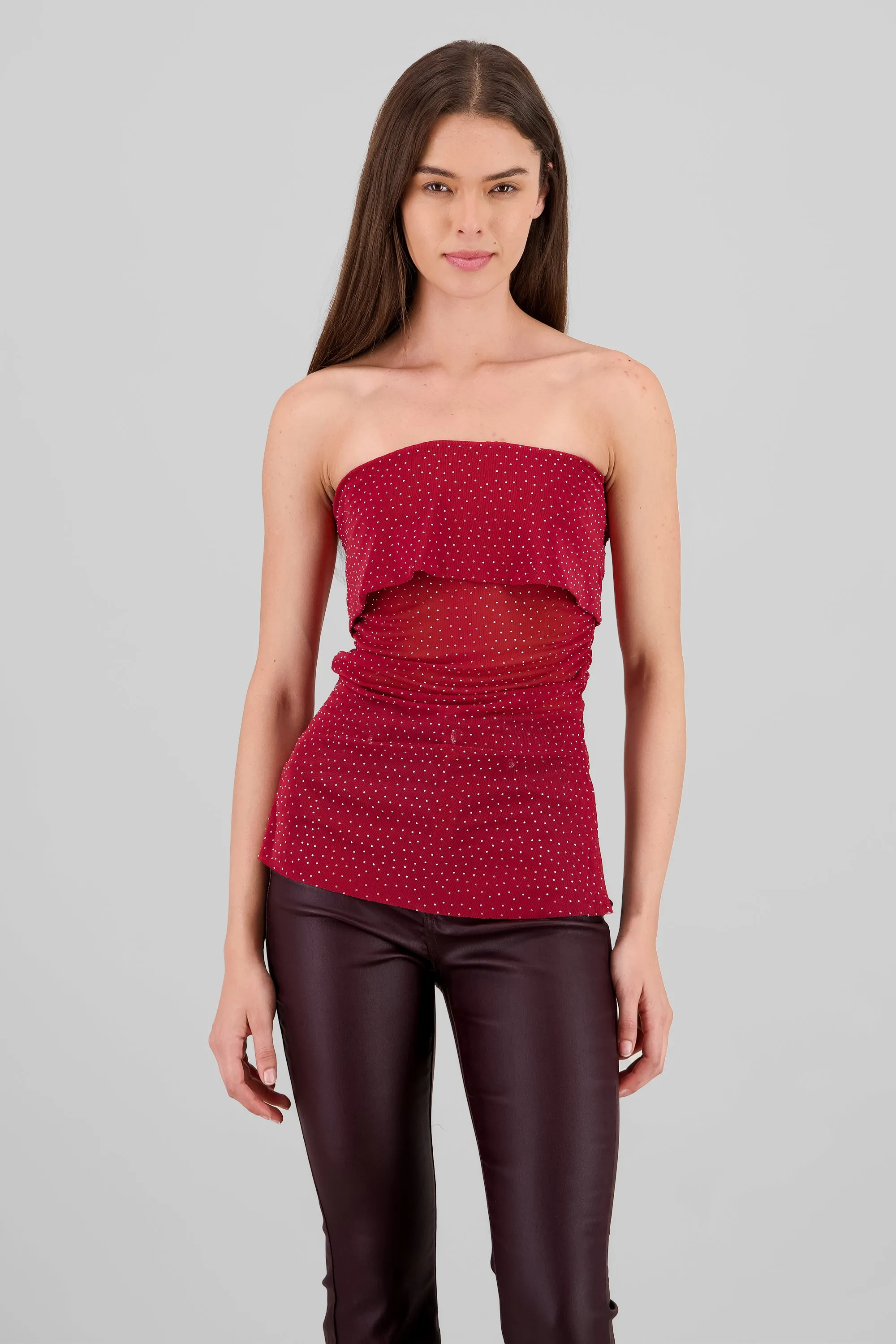 Top strapless brillos mesh sold by Shasa