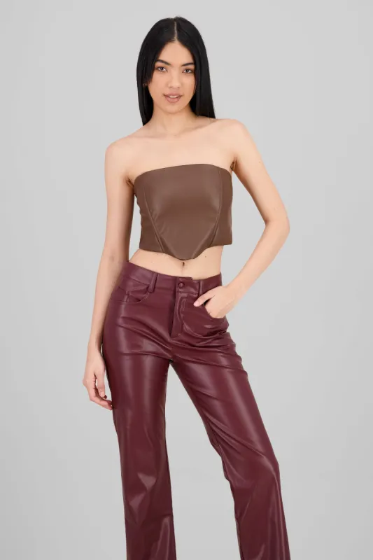 Top strapless pu sold by Shasa
