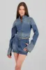 Chamarra cropped con cierre tipo moto sold by Shasa