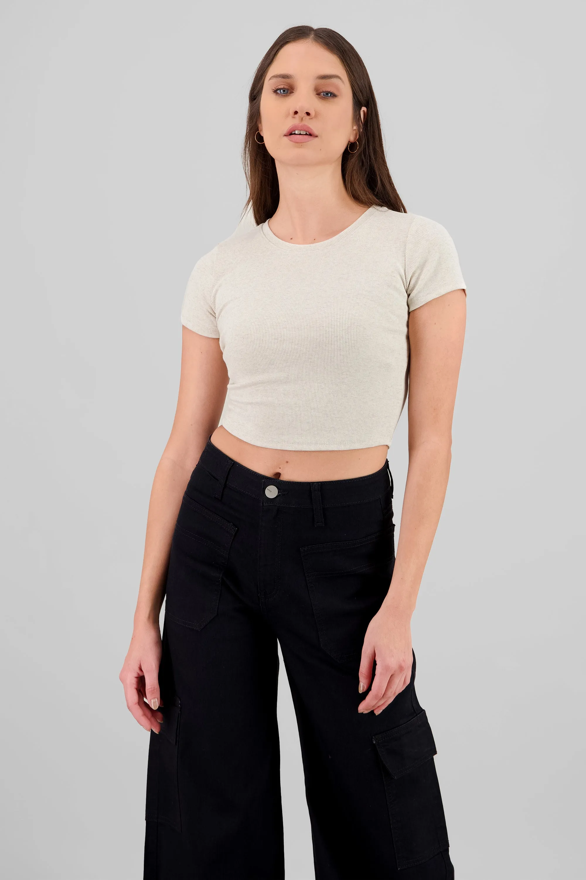 Top de manga corta liso textura sold by Shasa