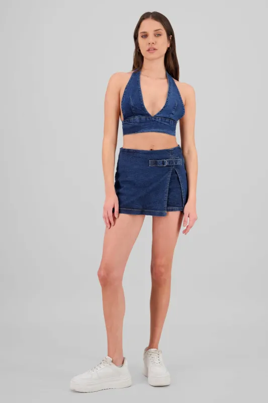 Falda short abertura con cinto sold by Shasa