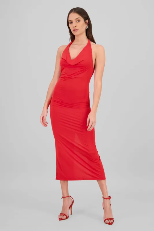 Vestido maxi cuello halter cascada sold by Shasa