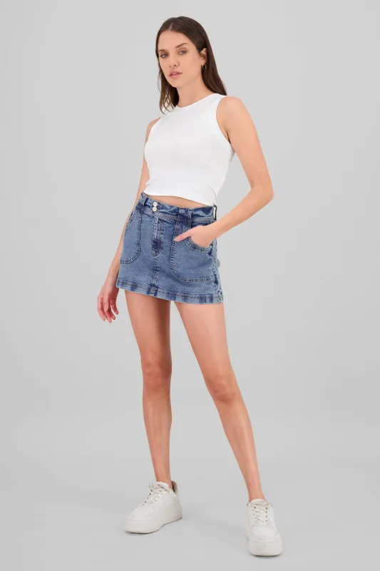 Falda short mini doble boton sold by Shasa