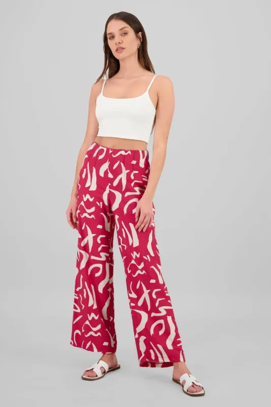 Pantalon wide leg estampado detalle pinzas sold by Shasa