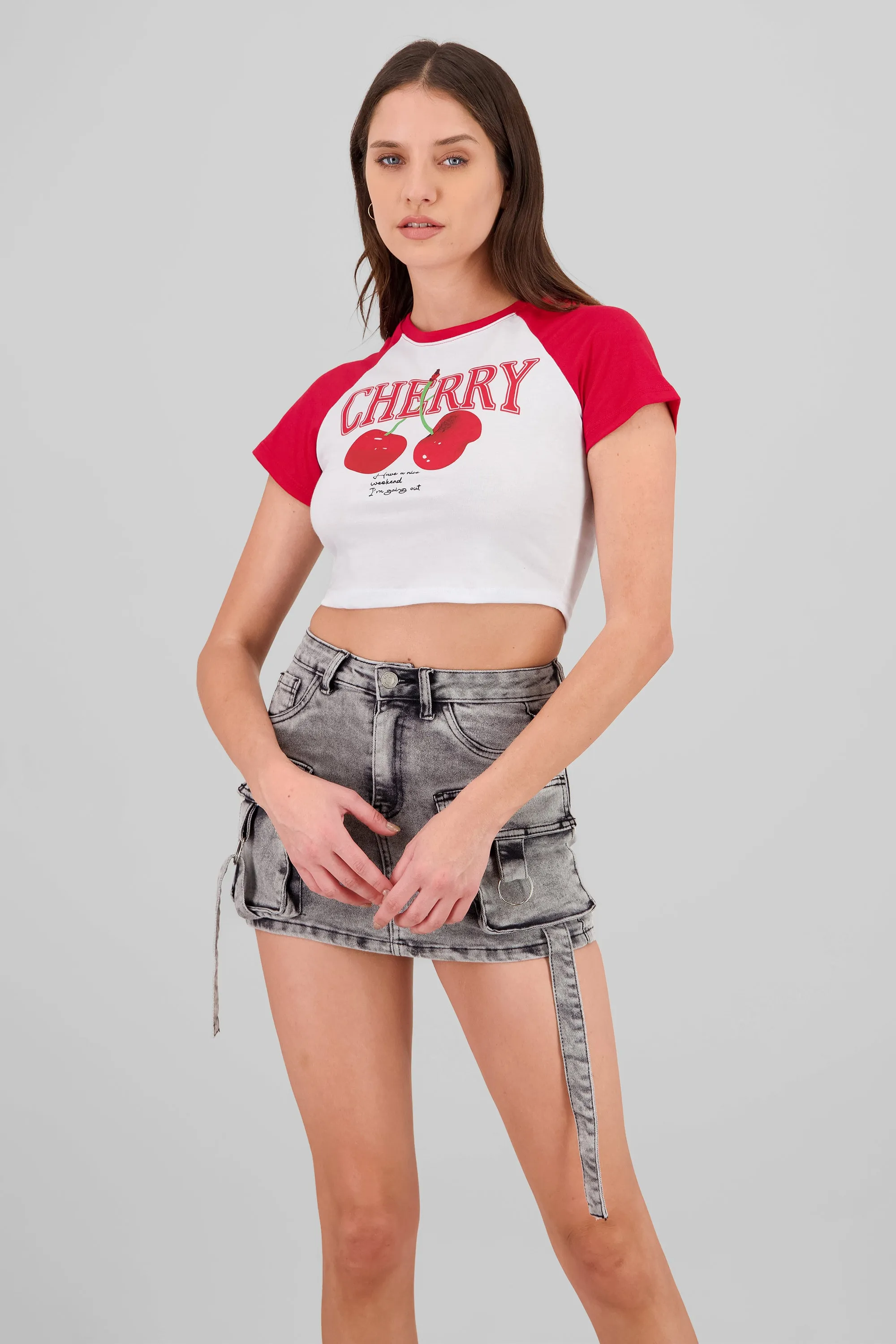 Playera crop cerezas contraste mangas sold by Shasa product image thumbnail 2
