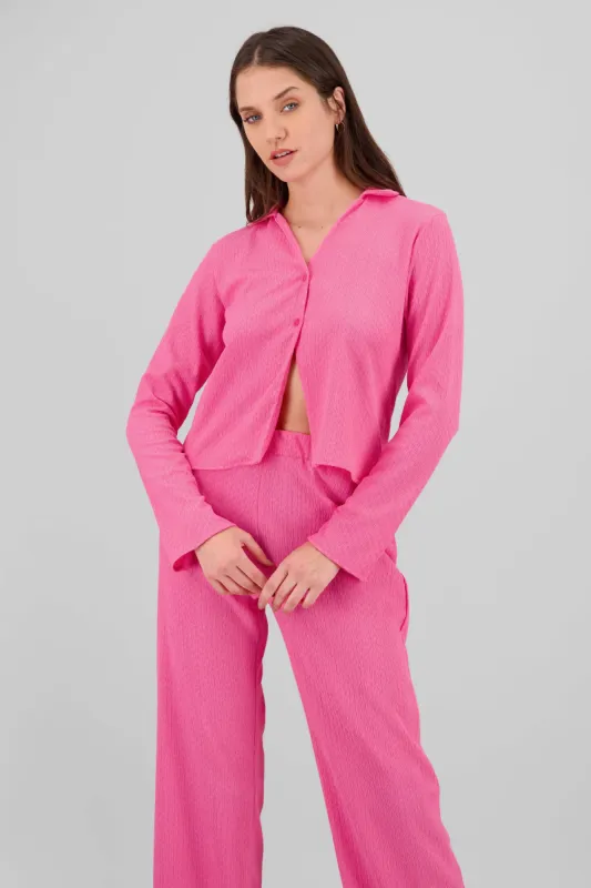 Camisa manga larga cuello textura sold by Shasa