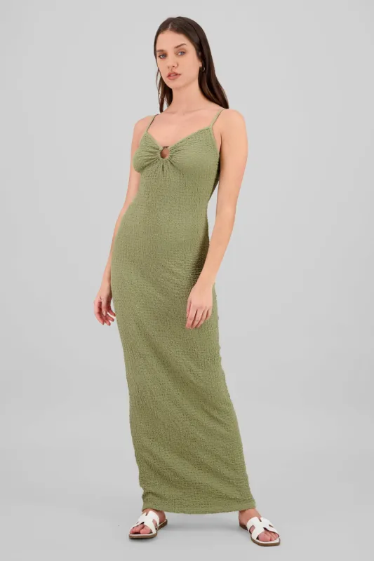 Vestido maxi texturas tirantes aro sold by Shasa