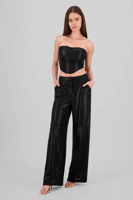 Pantalon wide leg fluido brillos sold by Shasa