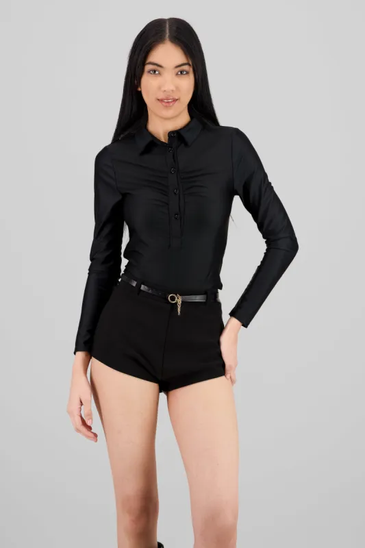 Bodysuit cuello polo detalle drapeado sold by Shasa