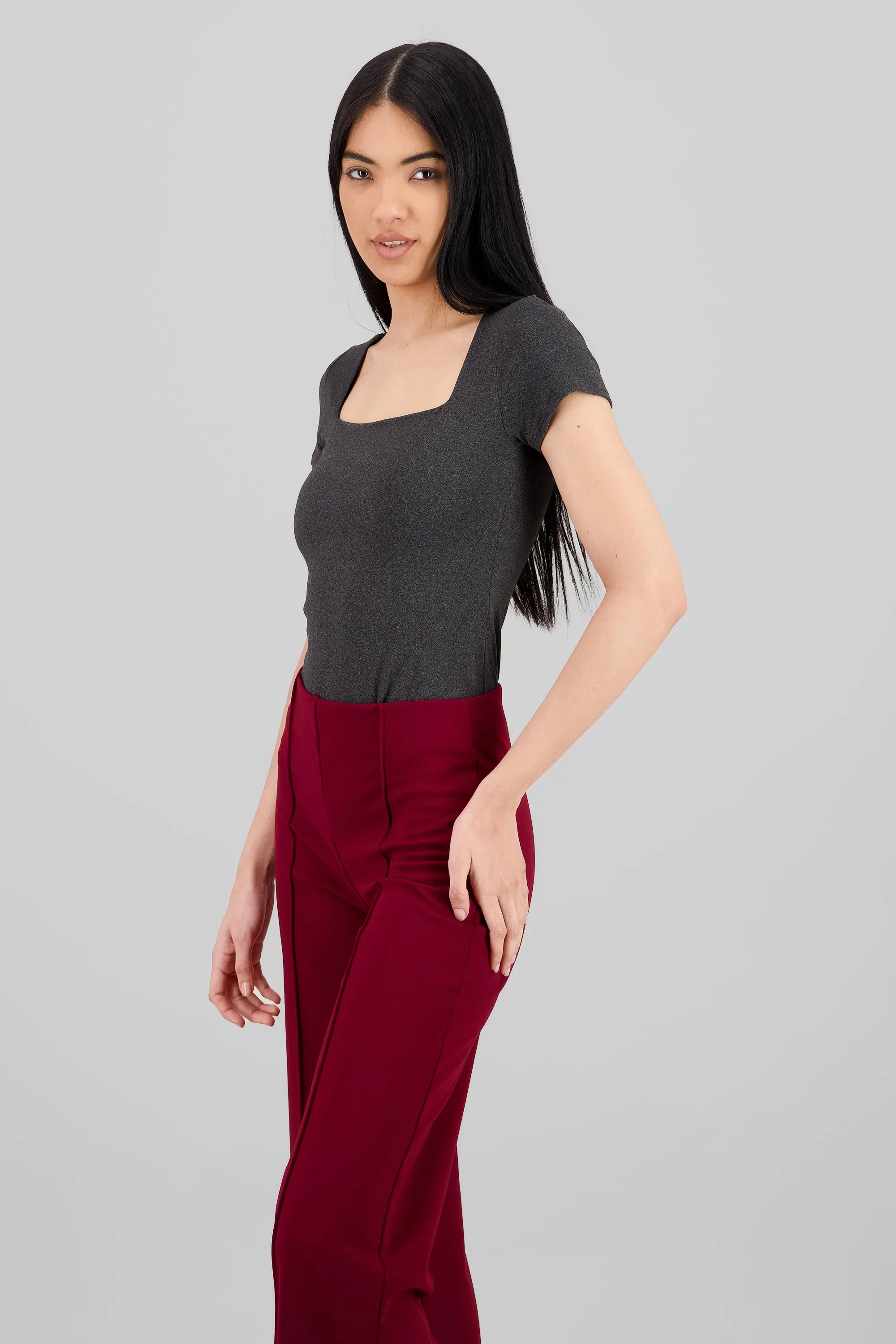 Bodysuit jaspeado manga corta escote cuadrado sold by Shasa product image thumbnail 3