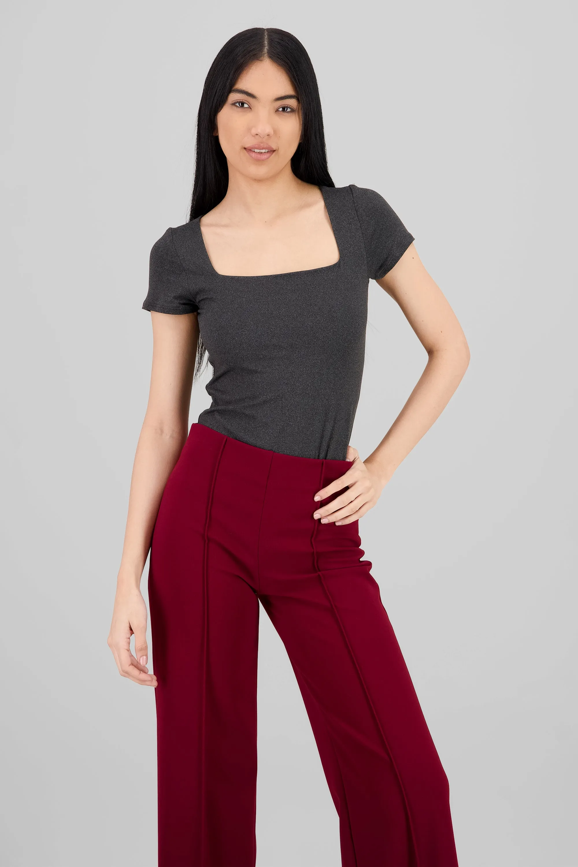 Bodysuit jaspeado manga corta escote cuadrado sold by Shasa product image thumbnail 2