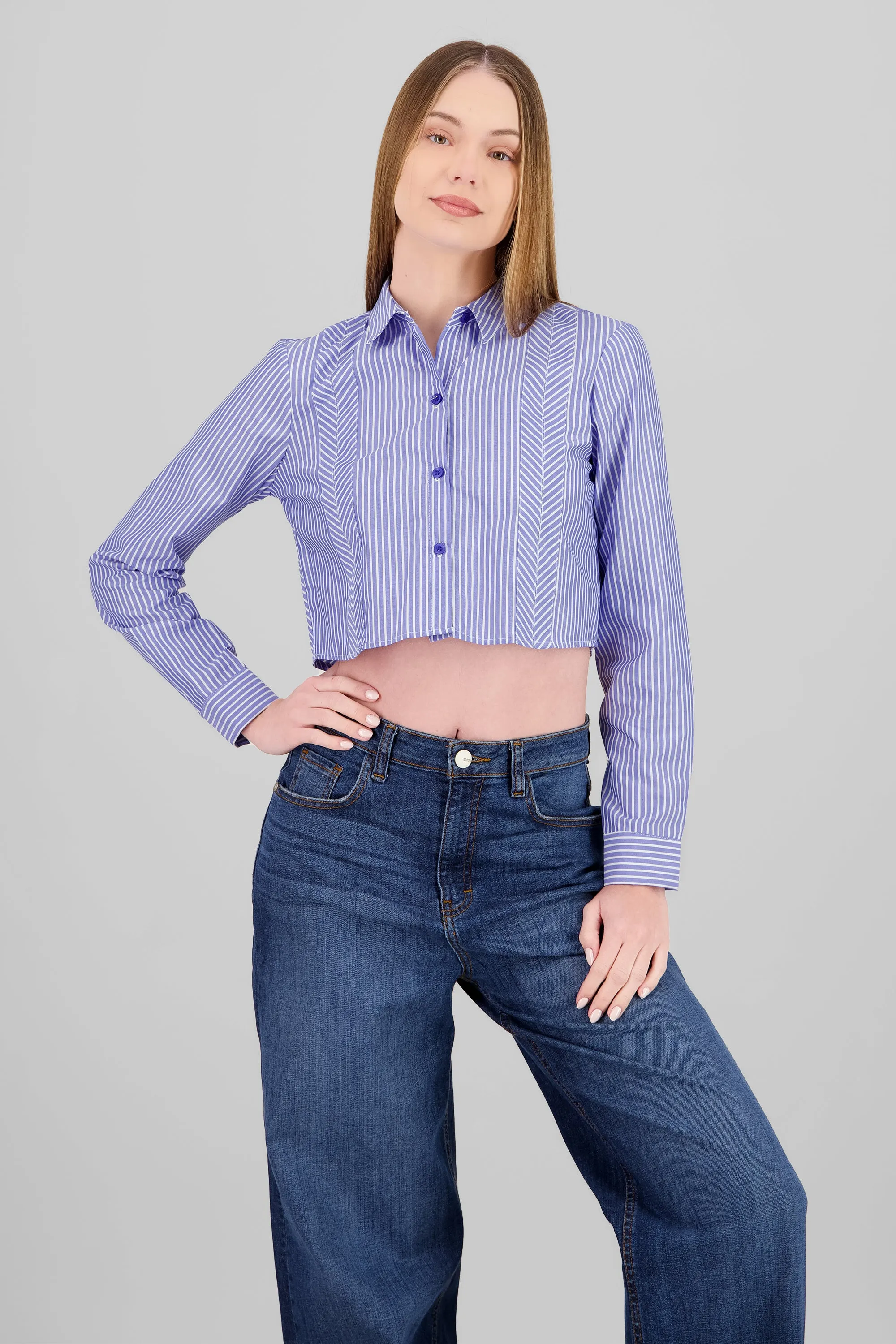 Camisa crop rayas manga larga sold by Shasa product image thumbnail 2