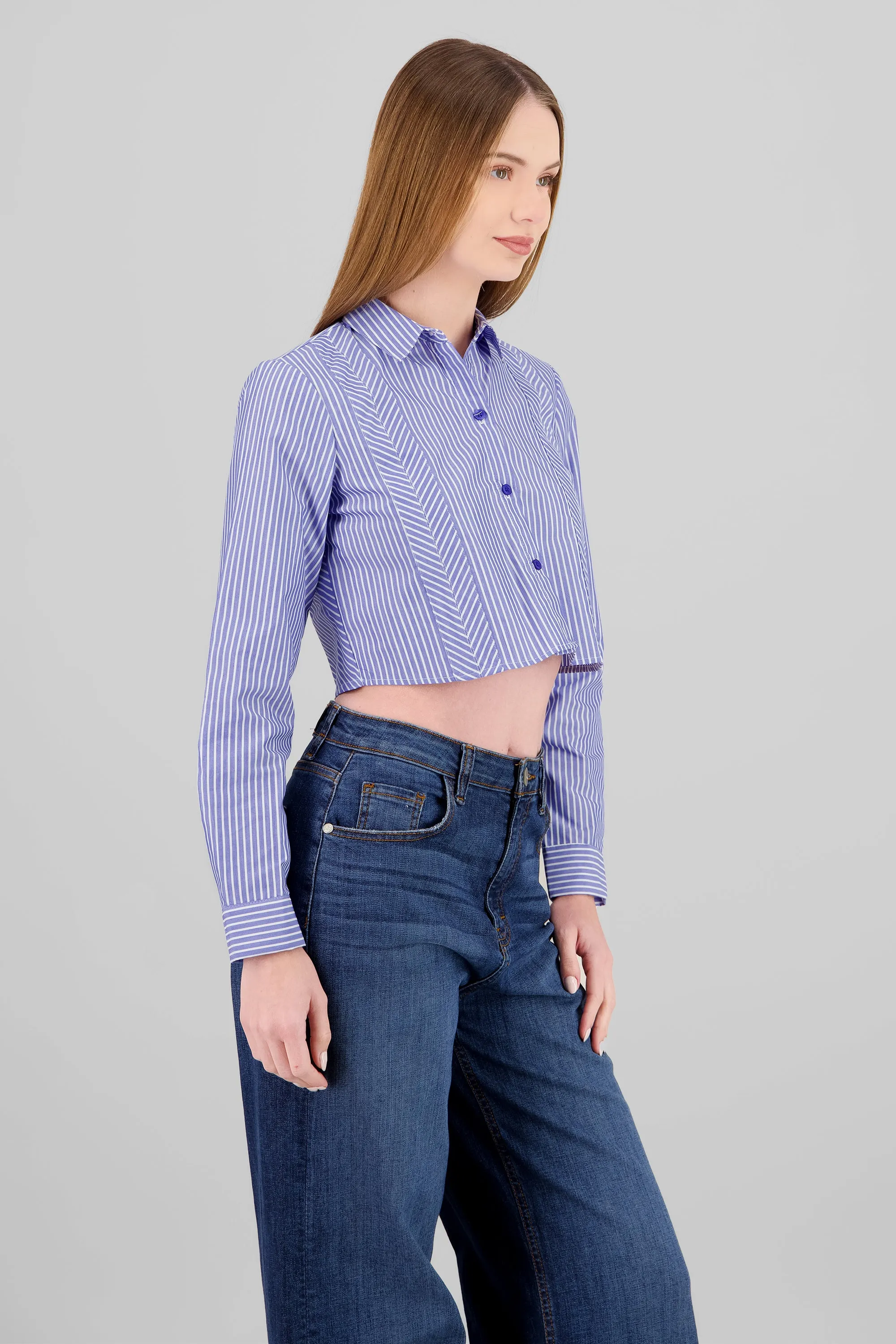 Camisa crop rayas manga larga sold by Shasa product image thumbnail 3