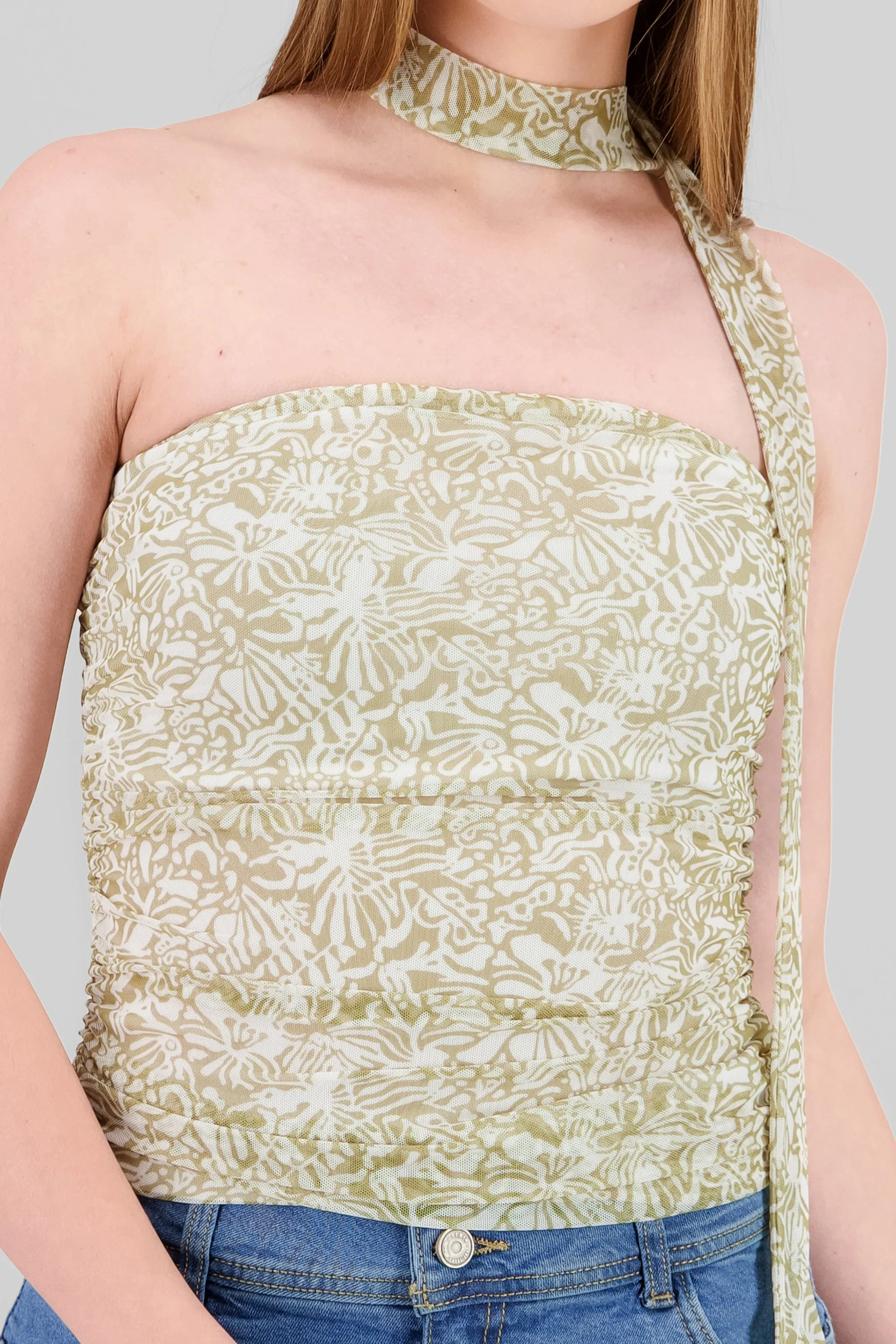 Top strapless drapeado mesh detalle bufanda sold by Shasa product image thumbnail 5