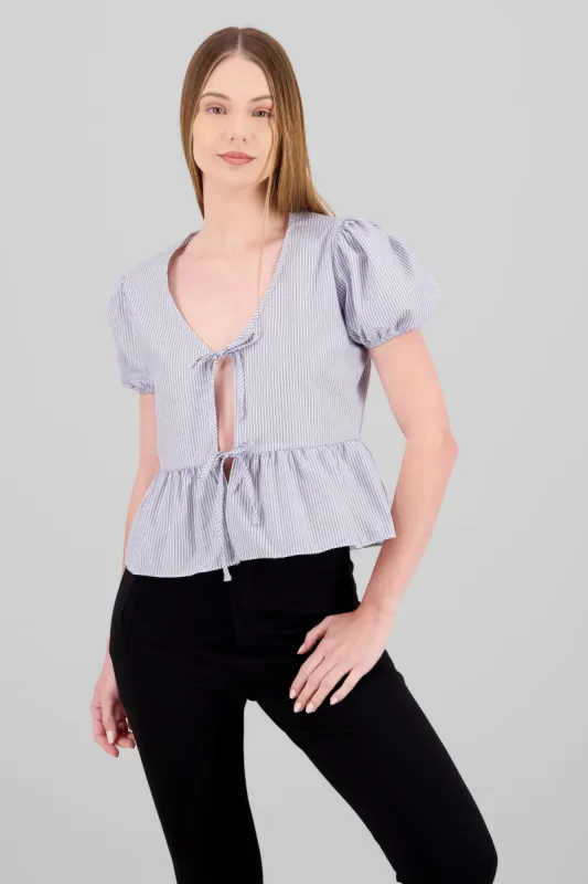 Blusa manga abullonada detalle olan rayas sold by Shasa