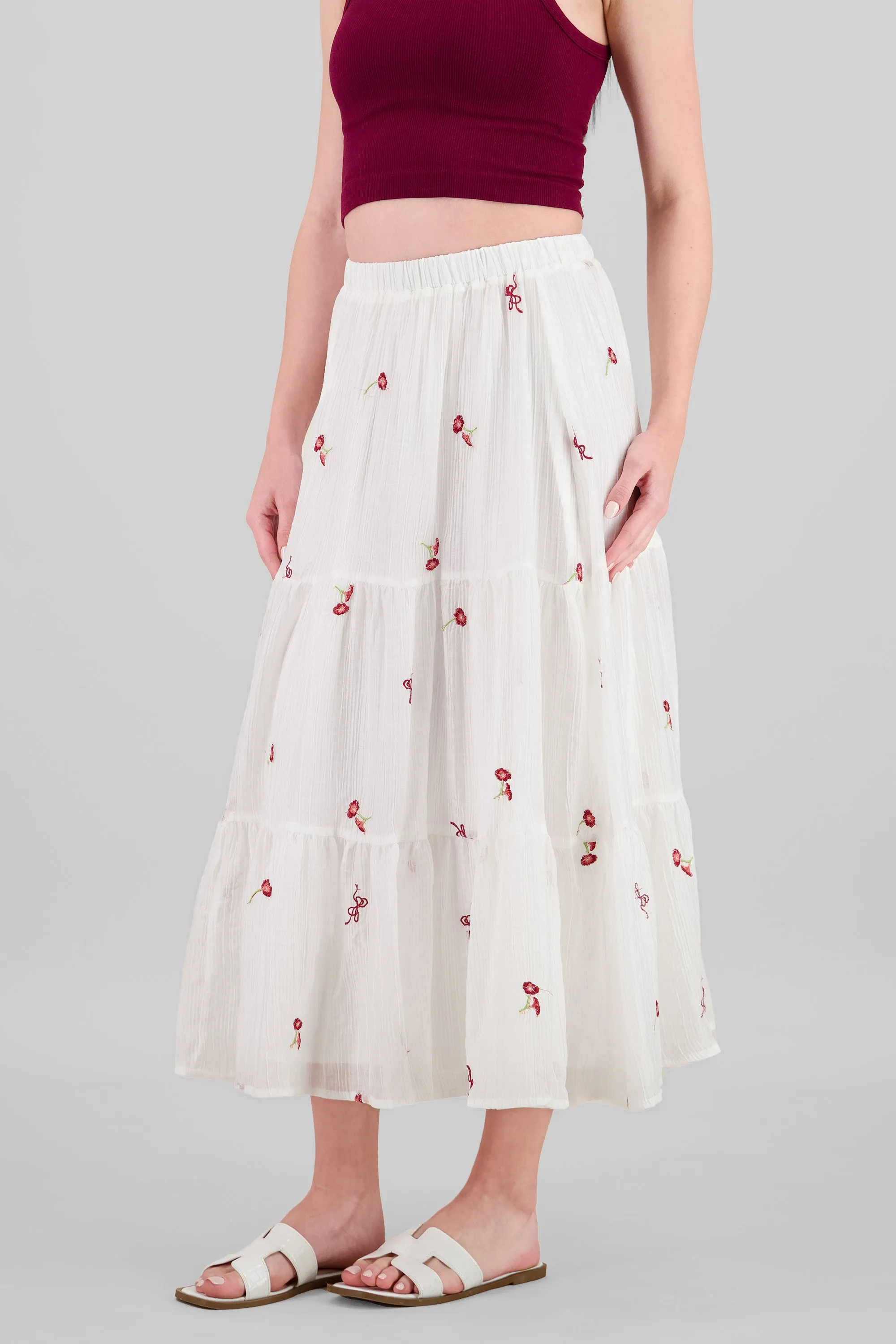 Falda midi bordado flores sold by Shasa product image thumbnail 3