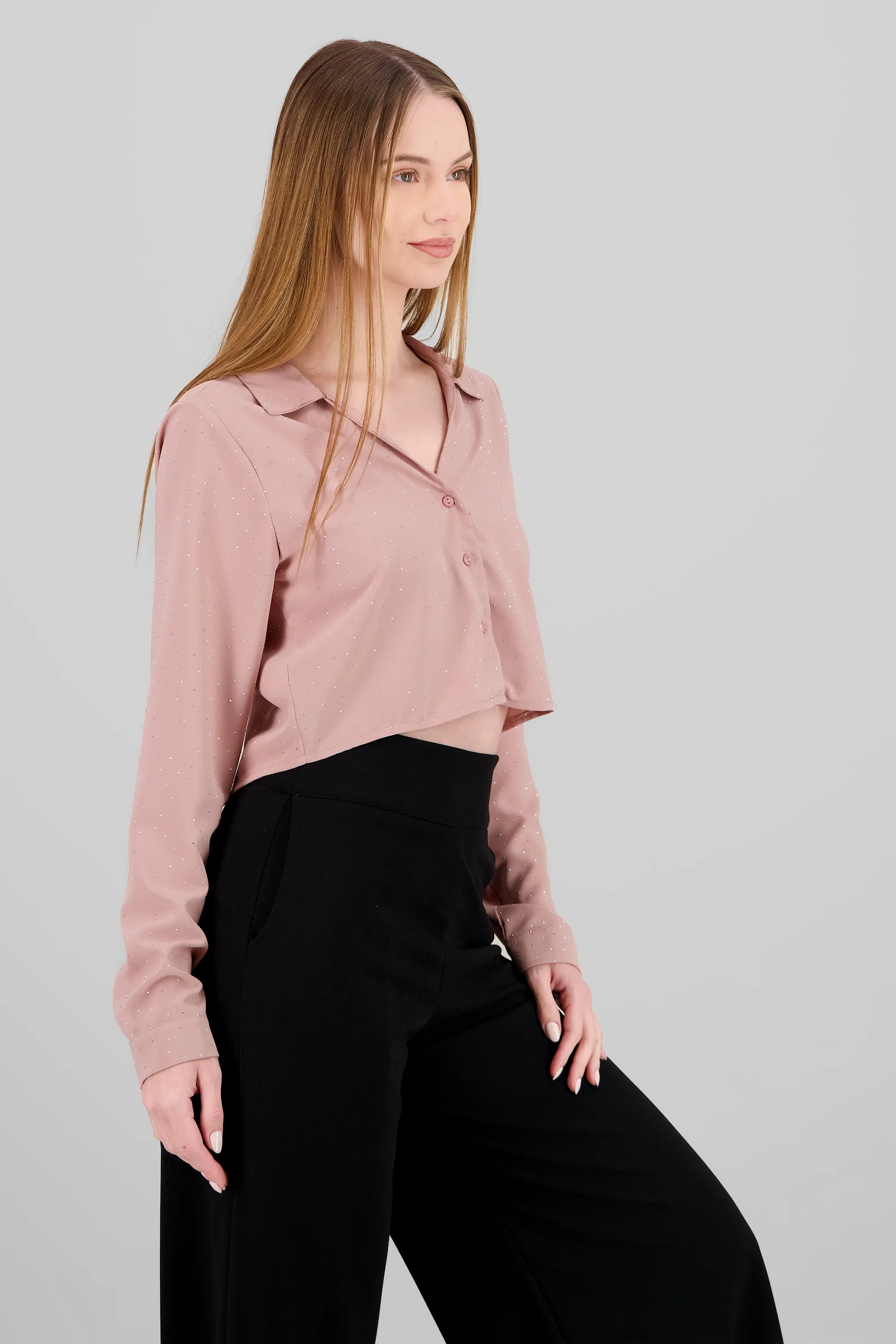 Blusa crop manga larga con brillos Hypsters sold by Shasa product image thumbnail 3