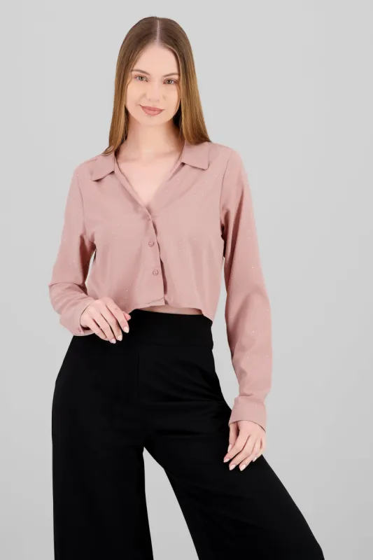 Blusa crop manga larga con brillos Hypsters sold by Shasa