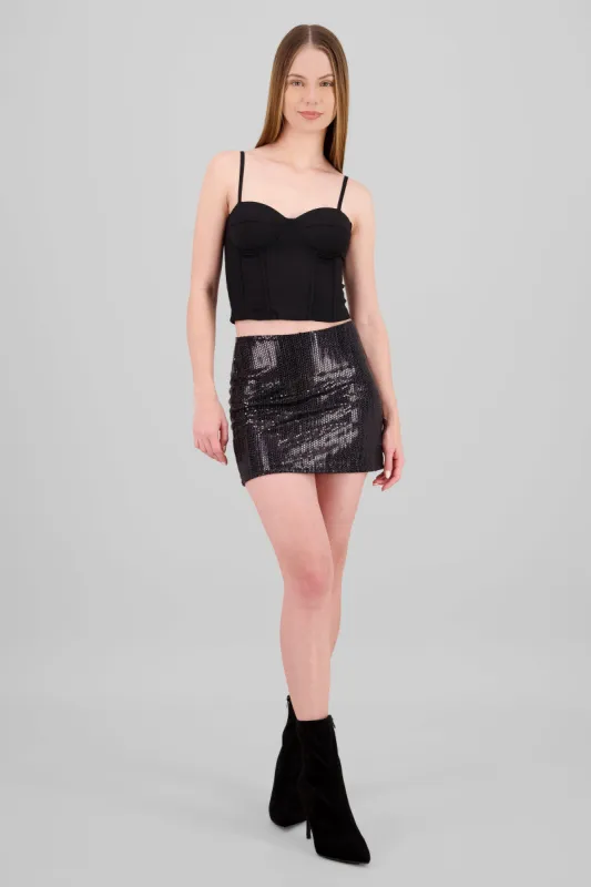 Mini falda con efecto metalico sold by Shasa