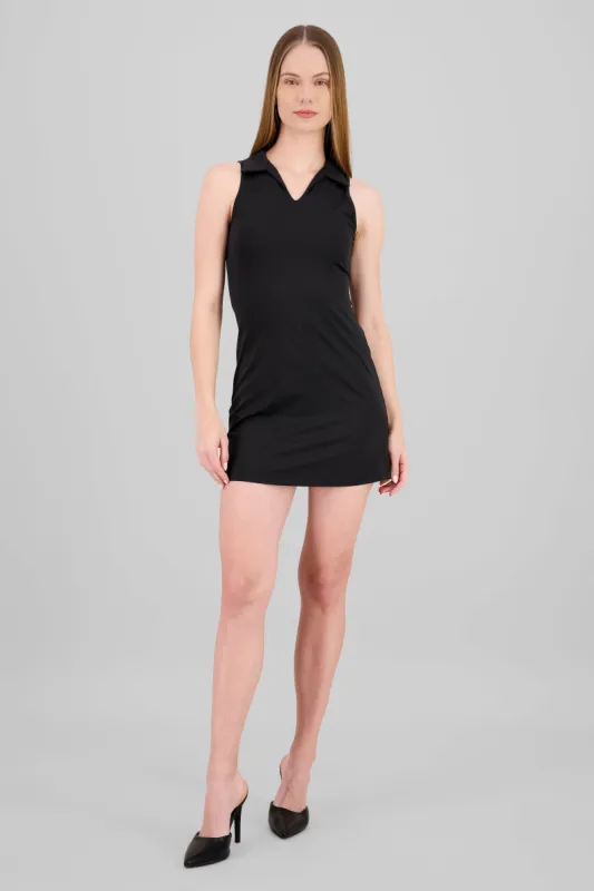 Vestido mini sin manga cuello polo sold by Shasa