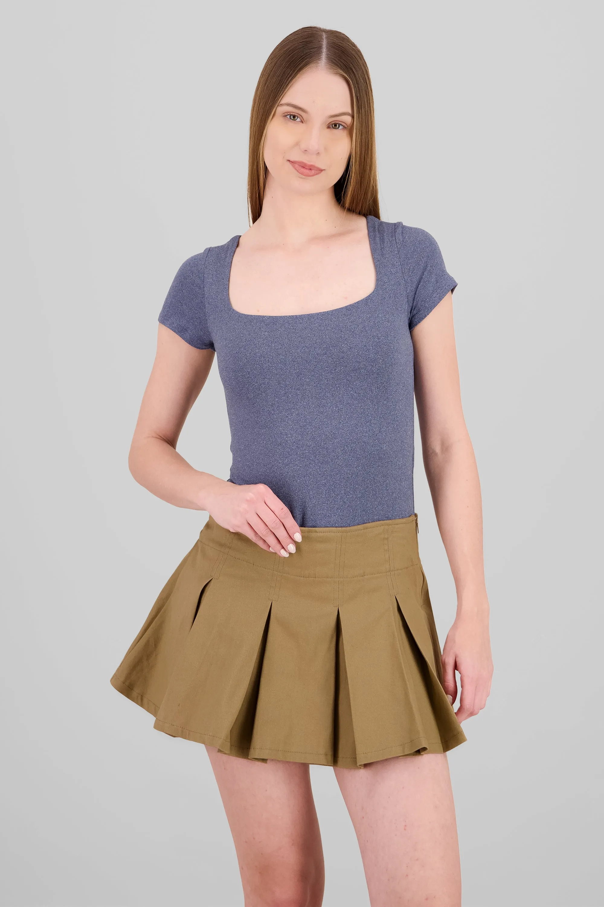 Bodysuit jaspeado manga corta escote cuadrado sold by Shasa