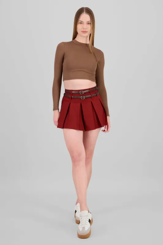 Falda tableada doble cinturon sold by Shasa