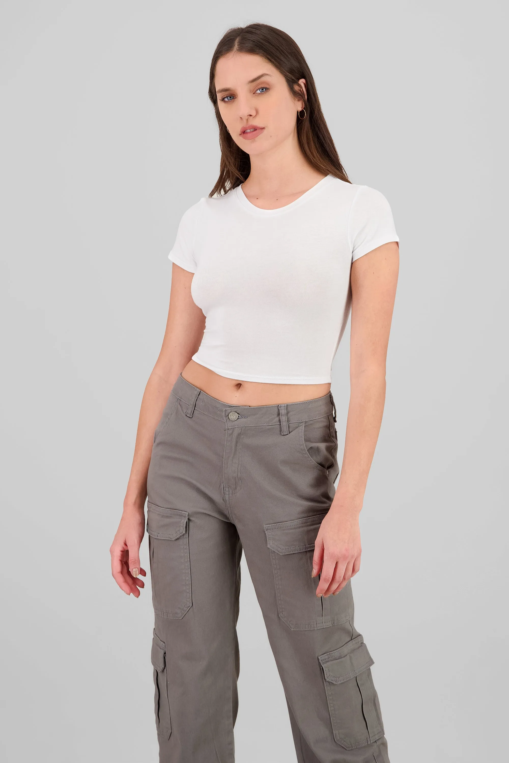 Top rib cuello redondo con manga orta sold by Shasa