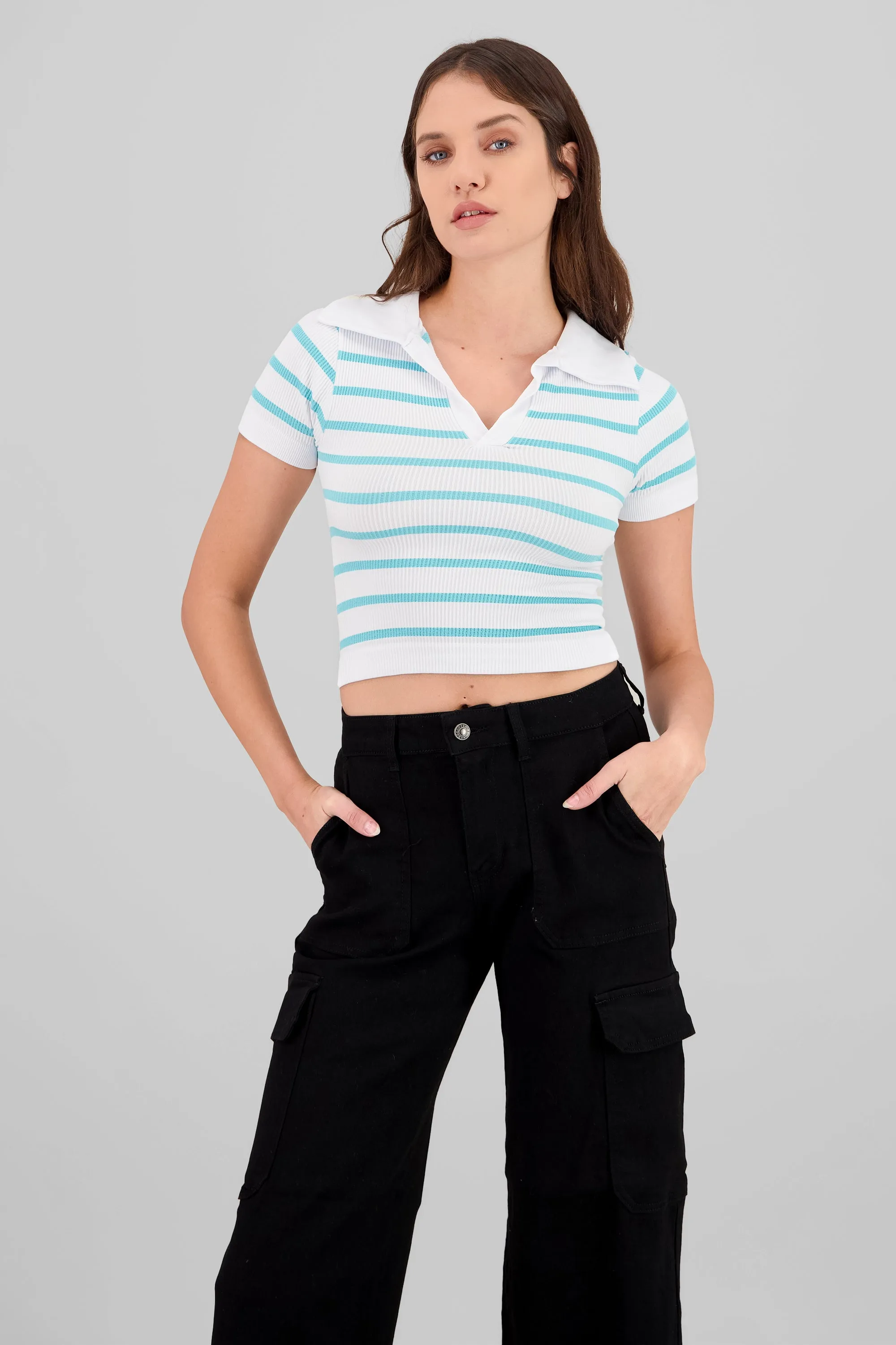 Top seamless rayas cuello polo sold by Shasa