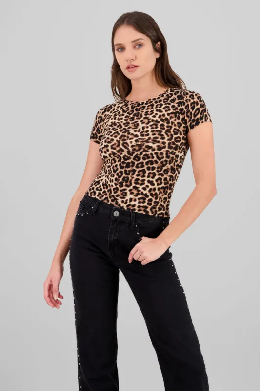Top manga corta escote redondo animal print sold by Shasa