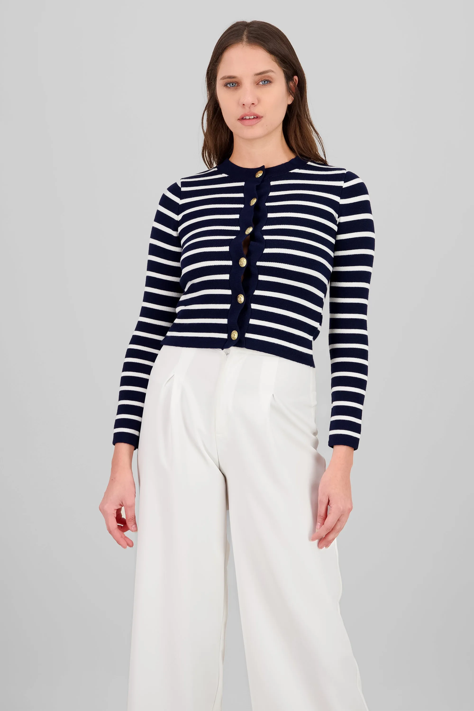 Cardigan rayas viscosa con boton Hypsters sold by Shasa