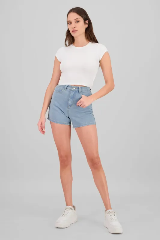 Short denim detalle estrella sold by Shasa