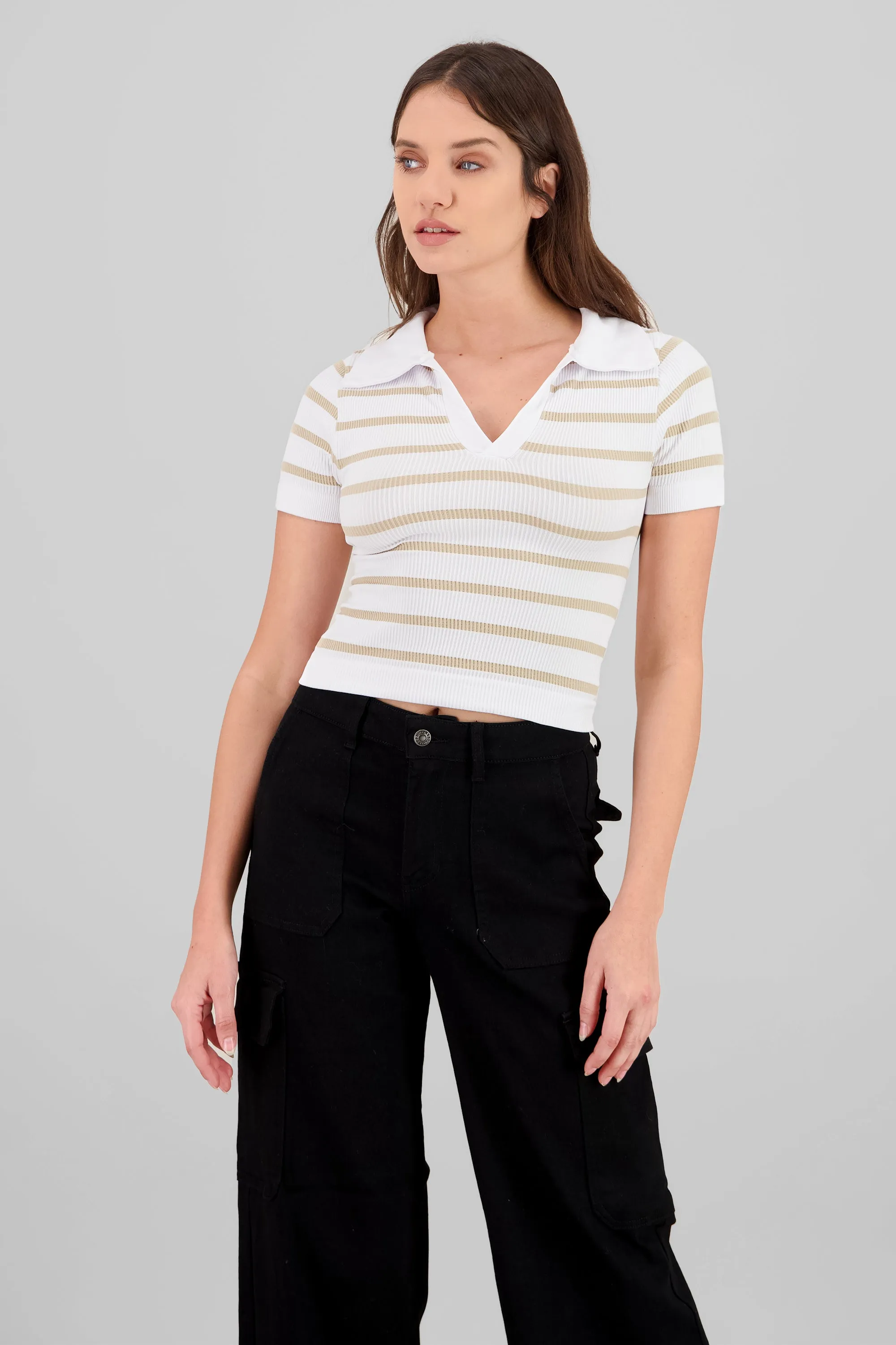 Top seamless rayas cuello polo sold by Shasa