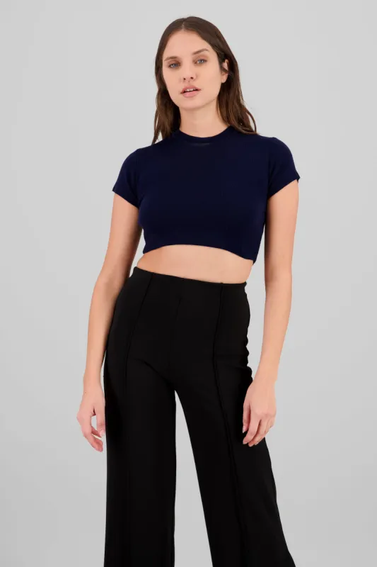 Top crop tejido manga corta sold by Shasa