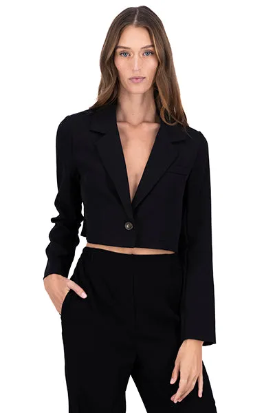 Saco crop cuello solapa liso sold by Shasa