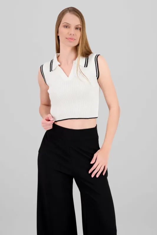 Top cuello polo sin manga detalle contraste Hyp sold by Shasa